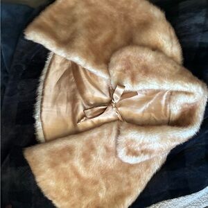 Elegant Faux Fur Shawl in Tan